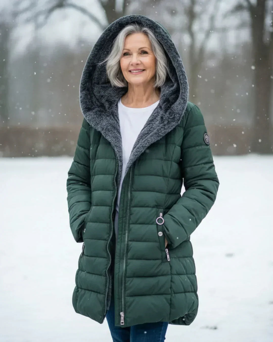 Chaqueta acolchada verde oscuro