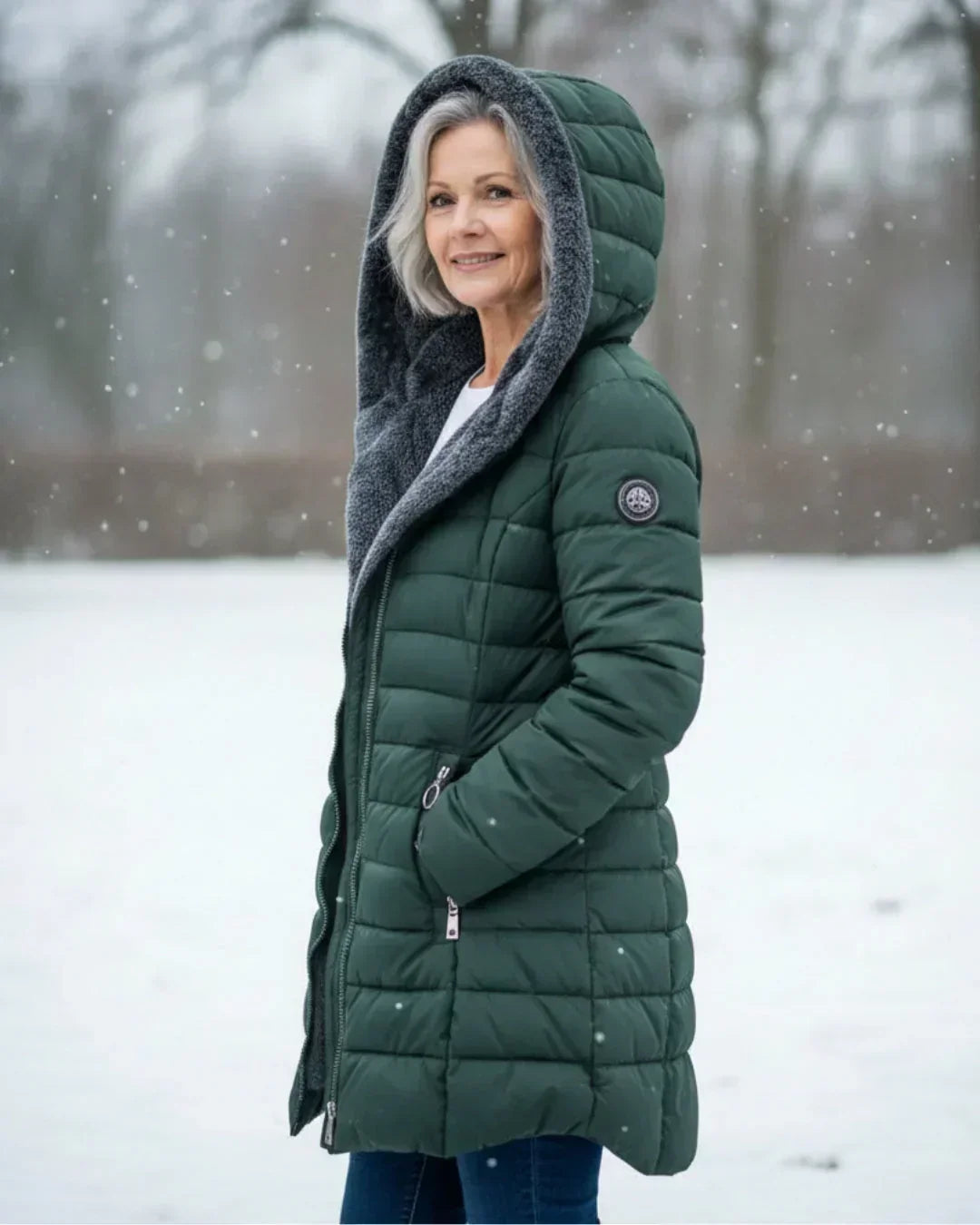 Chaqueta acolchada verde oscuro