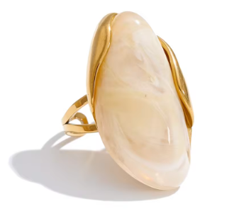 Anillo Geométrico de Resina con Baño de Oro 18K