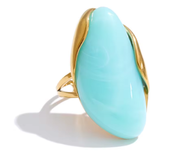 Anillo Geométrico de Resina con Baño de Oro 18K