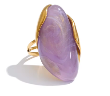 Anillo Geométrico de Resina con Baño de Oro 18K