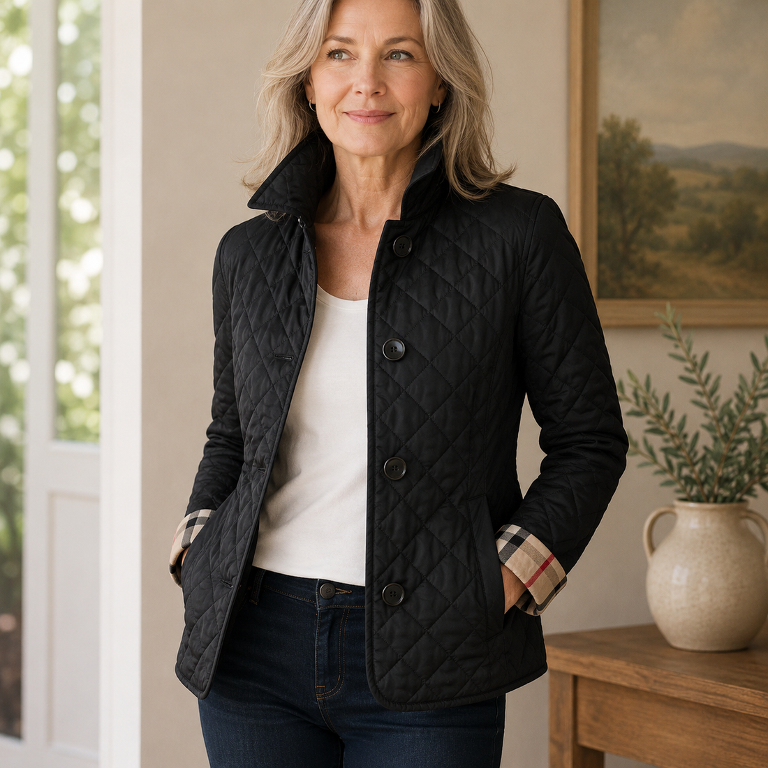 Chantal chaqueta acolchada de entretiempo con cuello alto