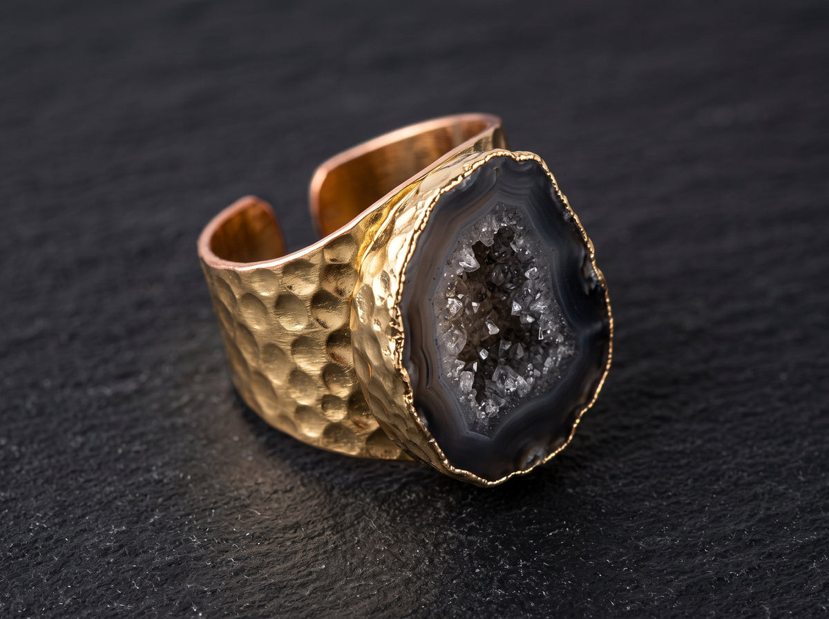 Anillo Bohemio de Ágata Natural