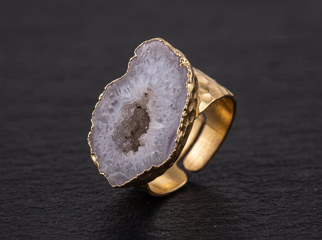 Anillo Bohemio de Ágata Natural