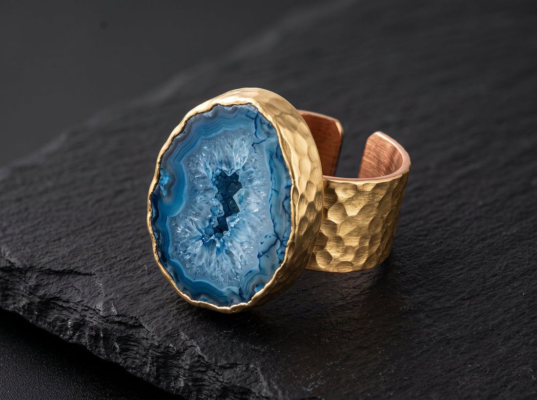 Anillo Bohemio de Ágata Natural