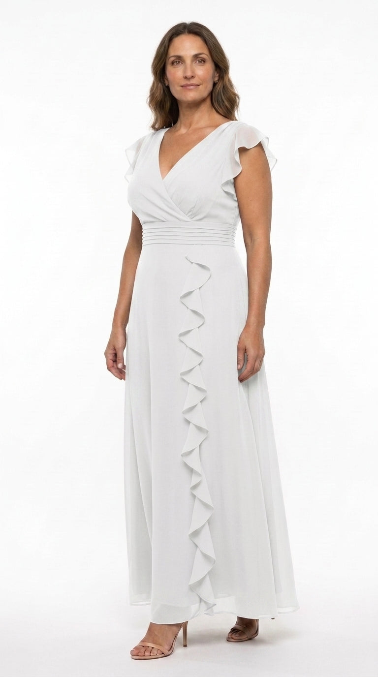 Vestido Maxi sin Mangas con Volantes