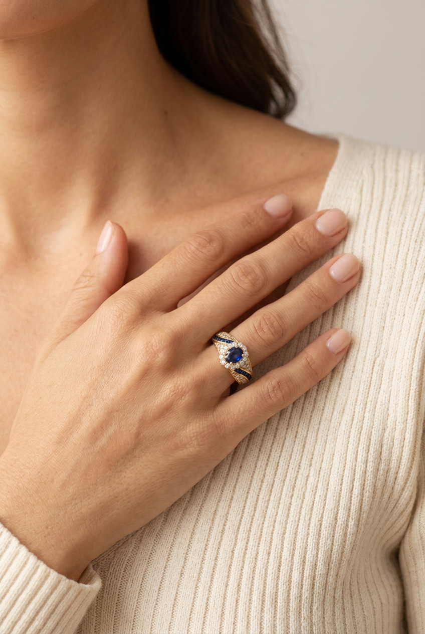 Anillo Dorado Zafiro - Marta Otero
