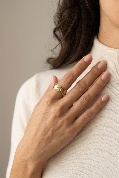 Anillo Flor Oro Antiguo - Marta Otero