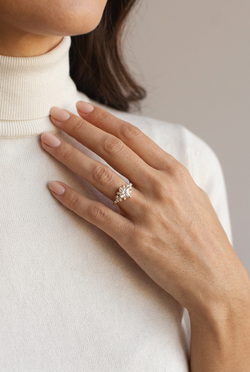 Anillo Solitario Cuadrado - Marta Otero