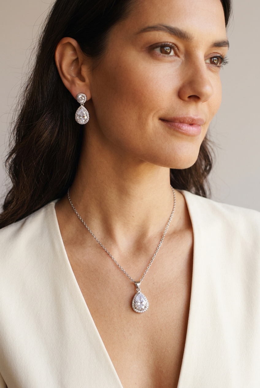Set Collar y Pendientes Zirconitas - Marta Otero